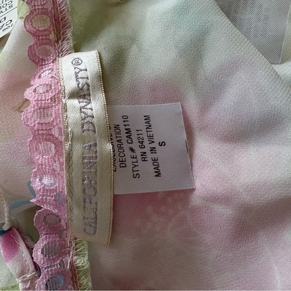 NEW California Dynasty Floral Sheer Full Slip SMALL Floral Chiffon Beaded detail - Picture 3 of 10